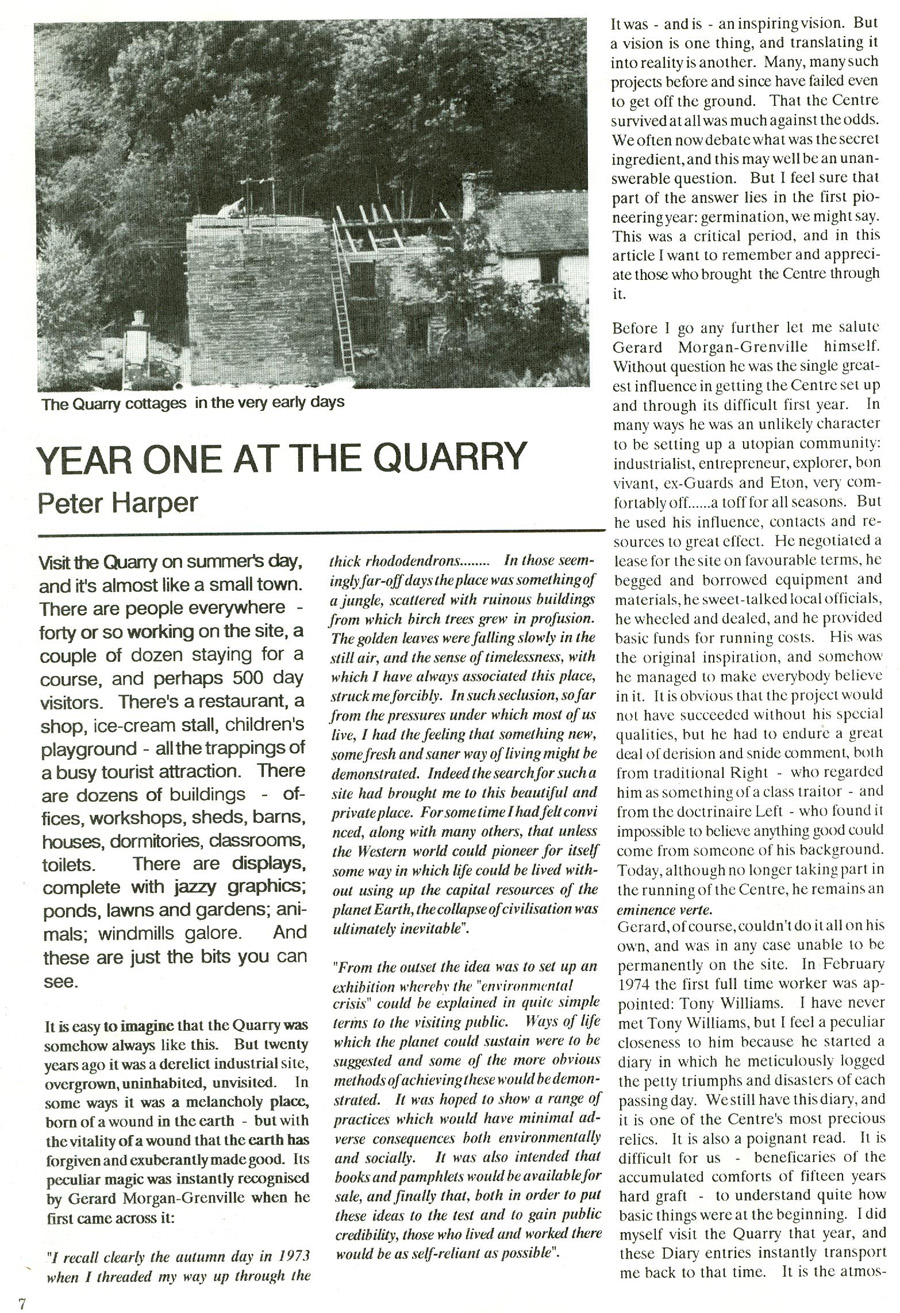 First Year at Centre for Alternative Technology by P. Harper