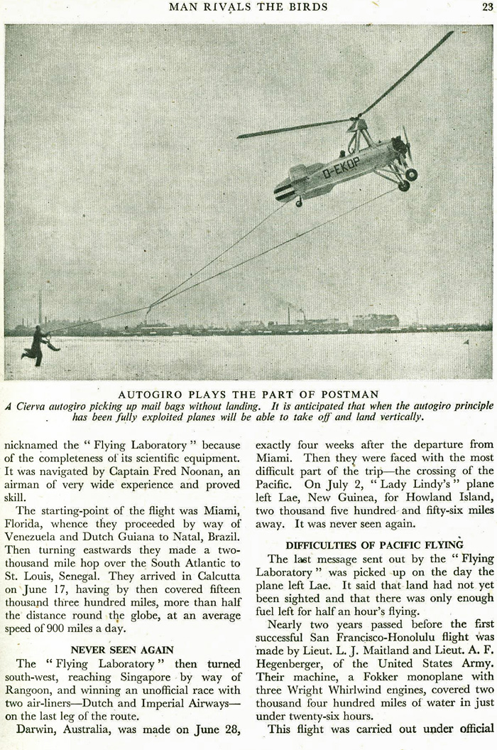 Autogiro - as postal service 1930s