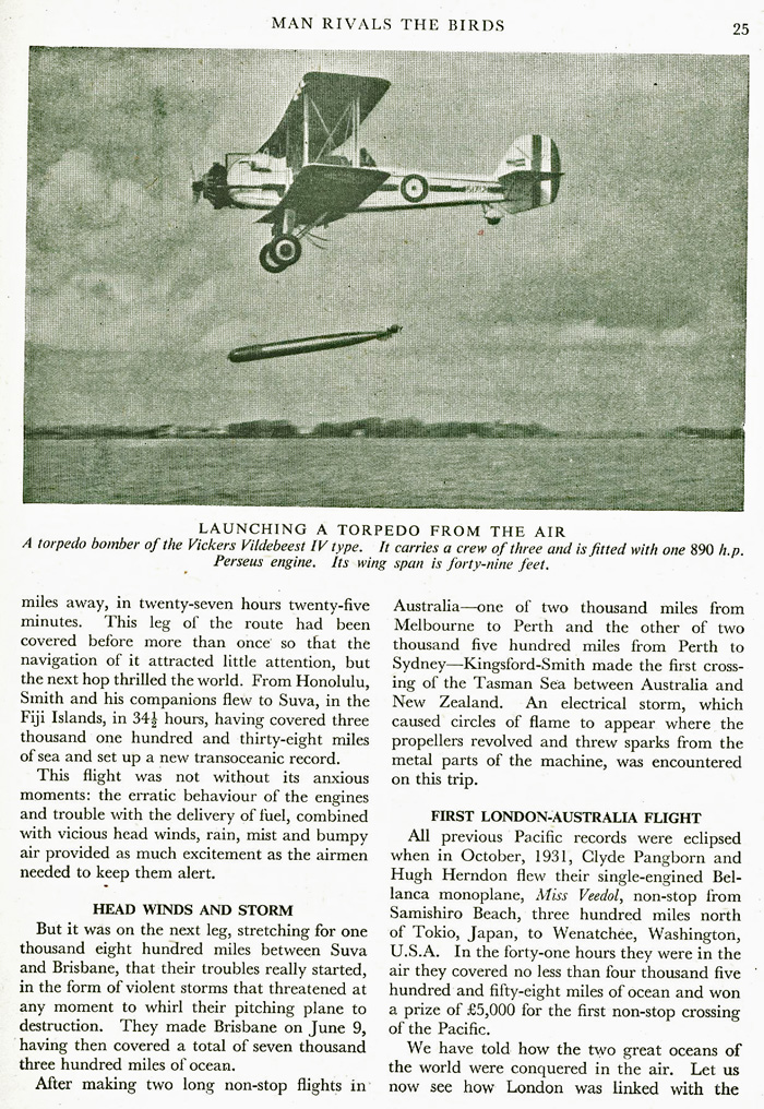 Air-launched torpedo- Vickers Vildebeest late 1930s
