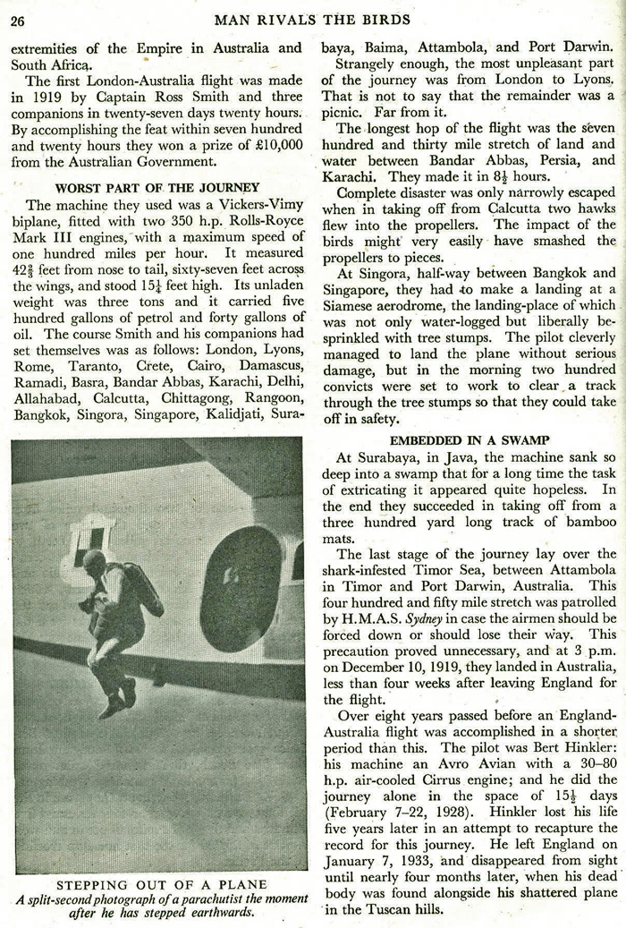 First London-Australia flight - 1930s