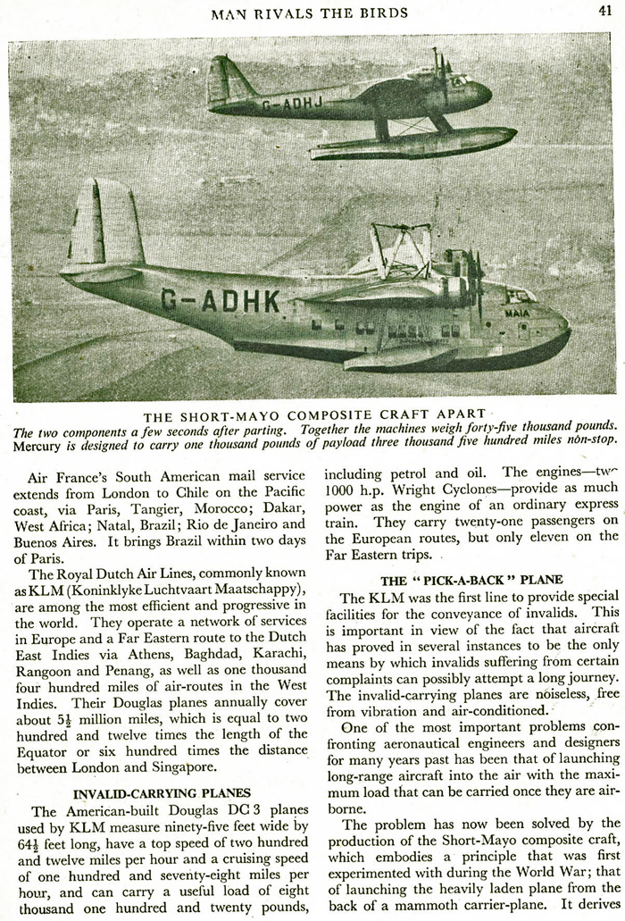 'Pick-a-back' flying boats