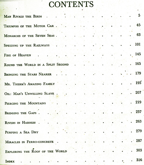 Contents of Marvels of the Modern World